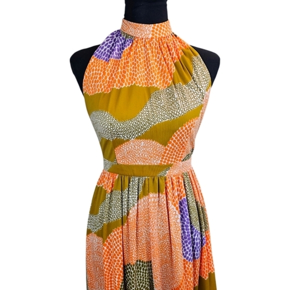 Vintage 1960s Halter Maxi Dress Else Smith For Dalani 6 Retro Boho Psychedelic - Picture 7 of 16